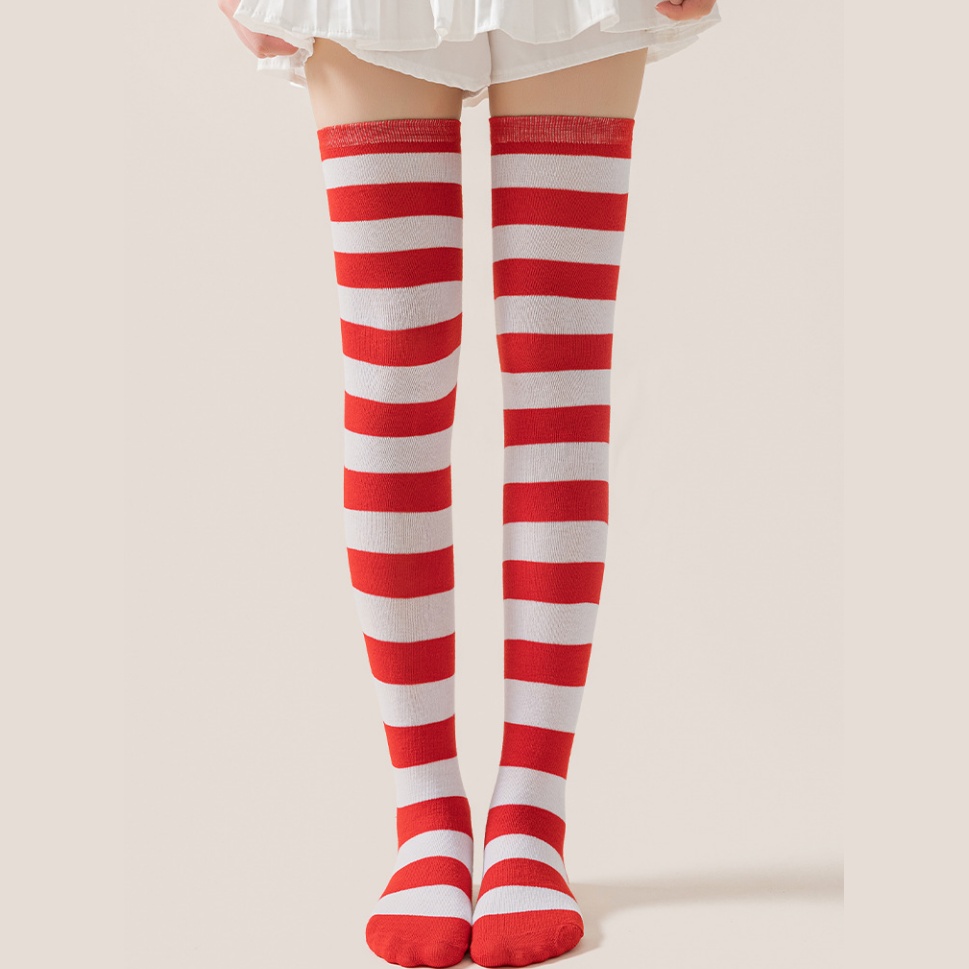 Womens Novelty Striped Over-the-Knee Socks